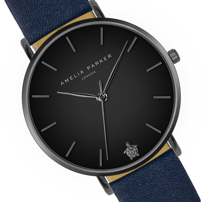 Jet Black Dark blue Leather - Image 12