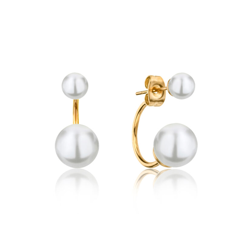 Amelia Pearl Gold Stud Earrings - Image 7