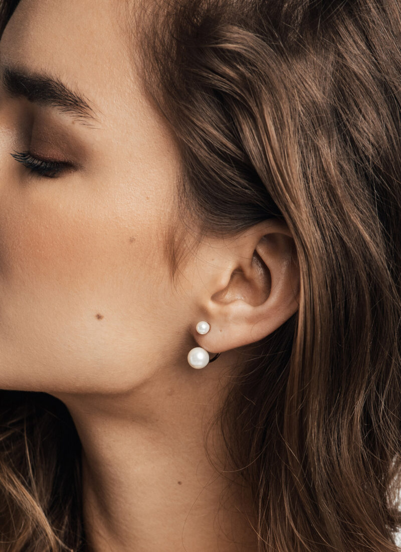 Amelia Pearl Gold Stud Earrings - Image 5