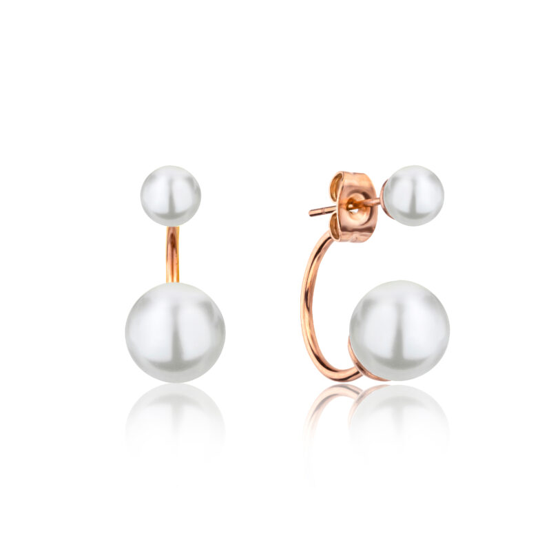 Amelia Pearl Rose Gold Stud Earrings - Image 7