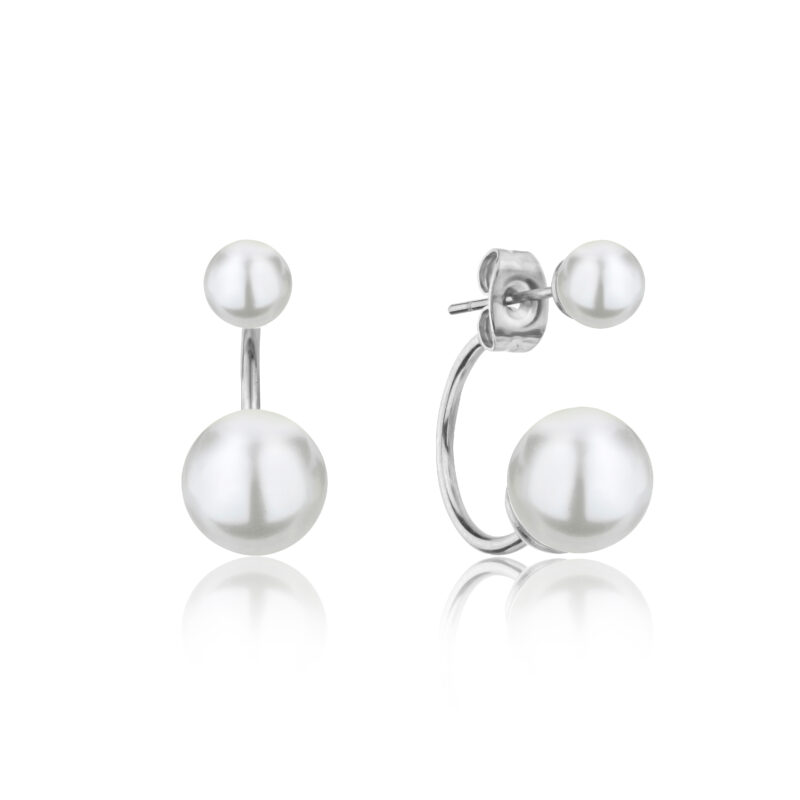 Amelia Pearl Silver Stud Earrings