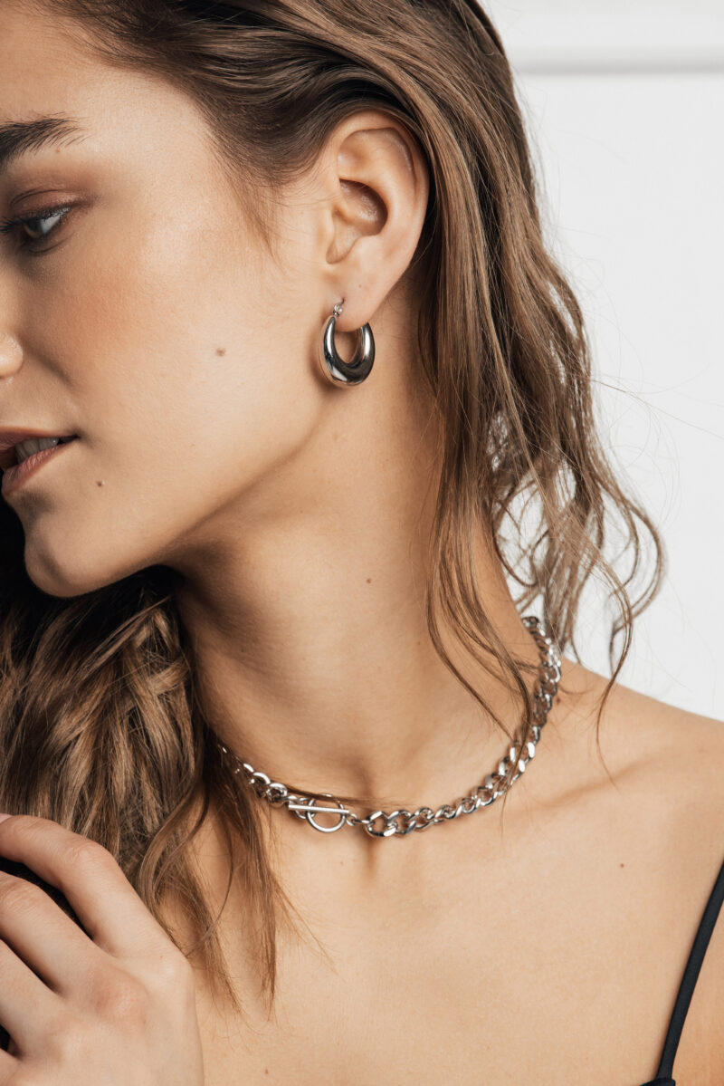 Luna Silver Hoop Earrings - Image 8
