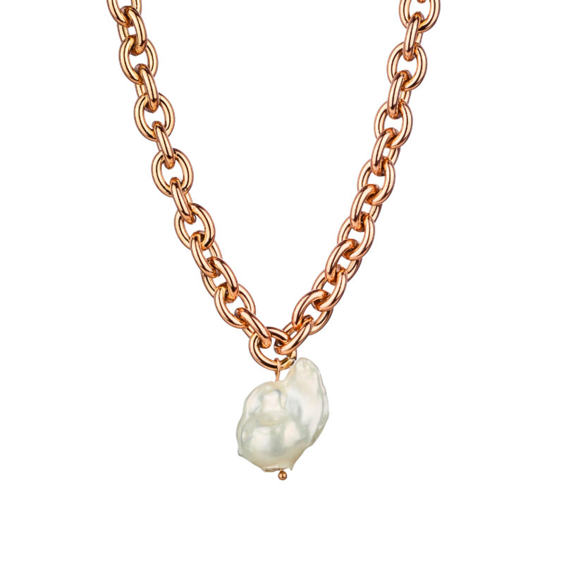 Chloe White Pearl Rose Gold Necklace - Image 8