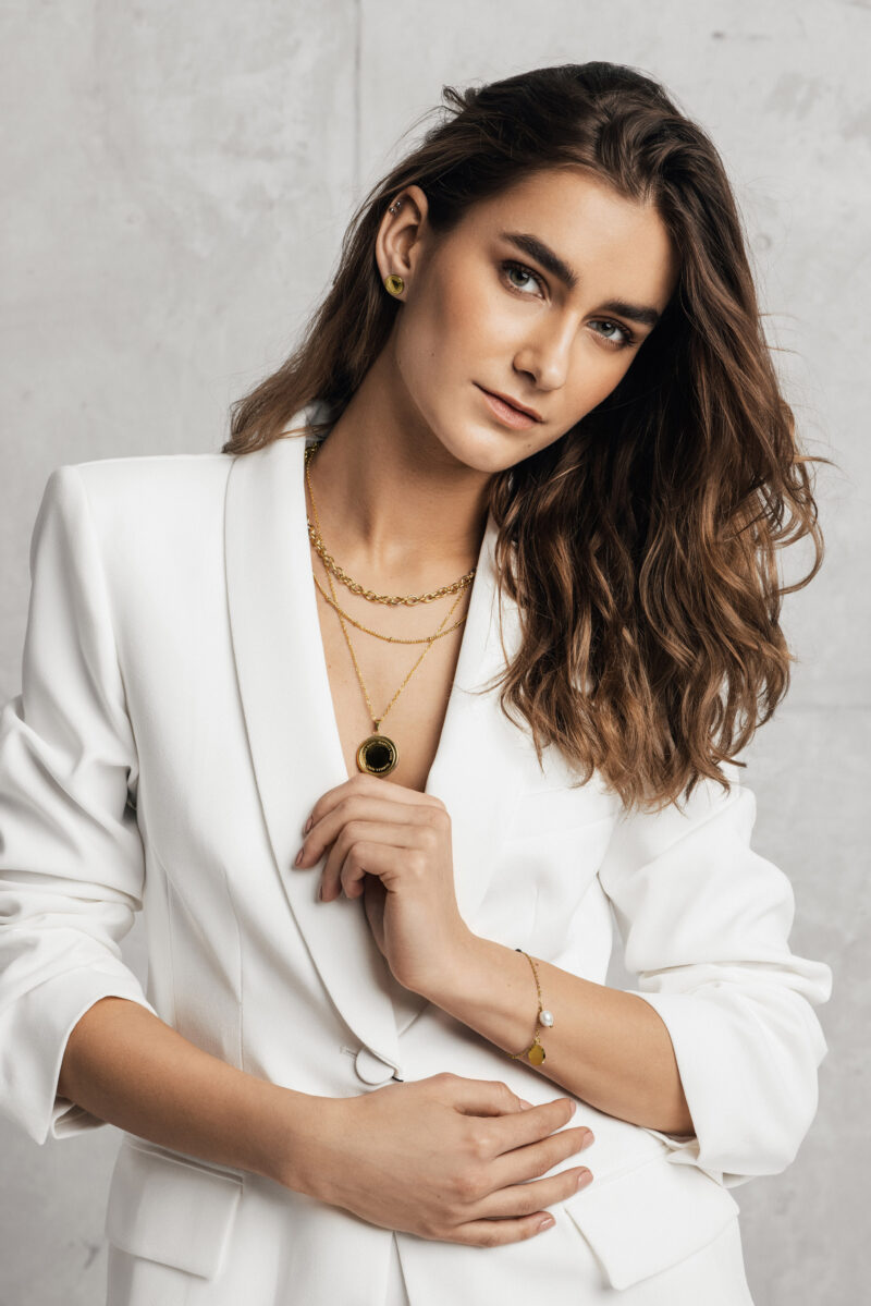 Arielle Trinity Gold Necklace - Image 10