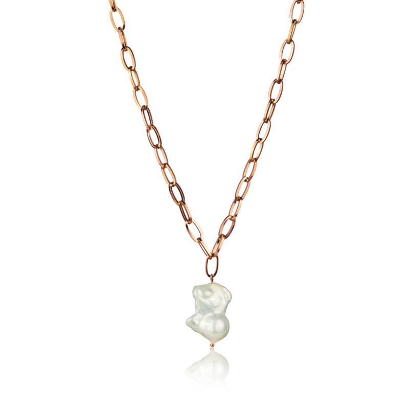 Ines White Pearl Rose Gold Necklace - Image 9