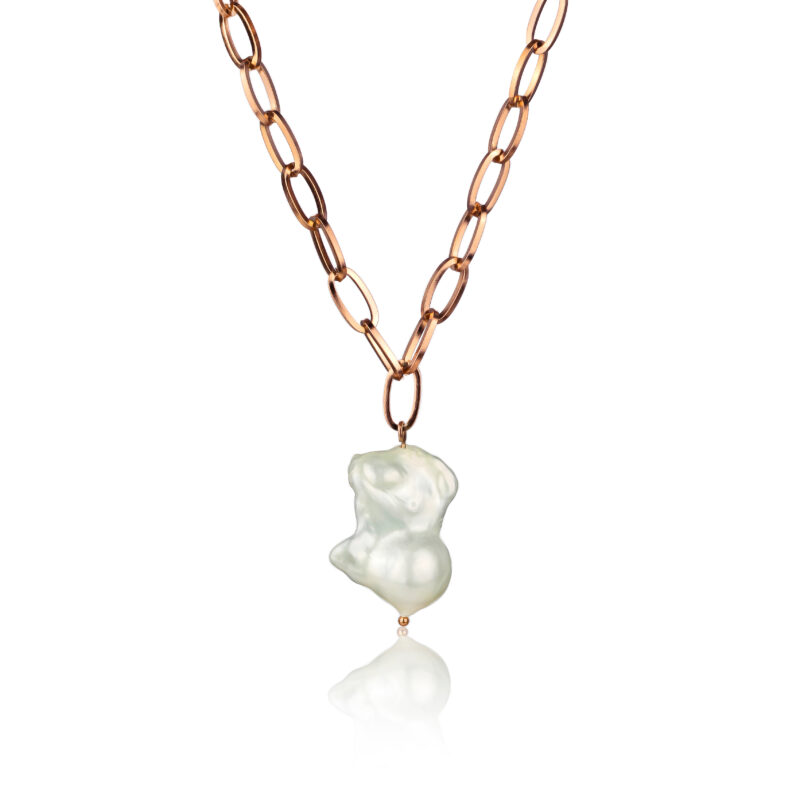 Ines White Pearl Rose Gold Necklace - Image 11