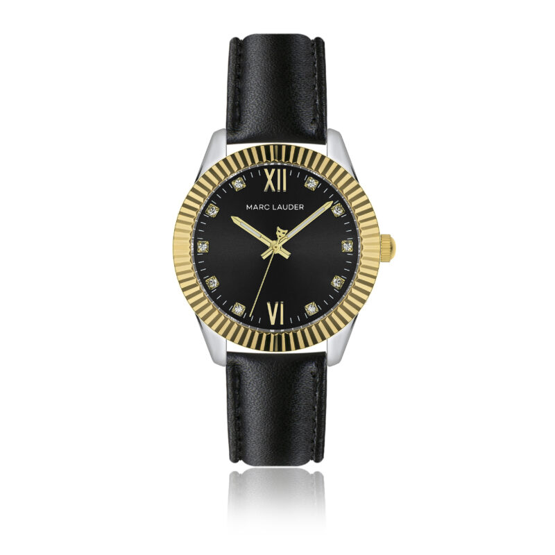 Edinburgh Black  Padded and stitched smooth Genuine calf leather
