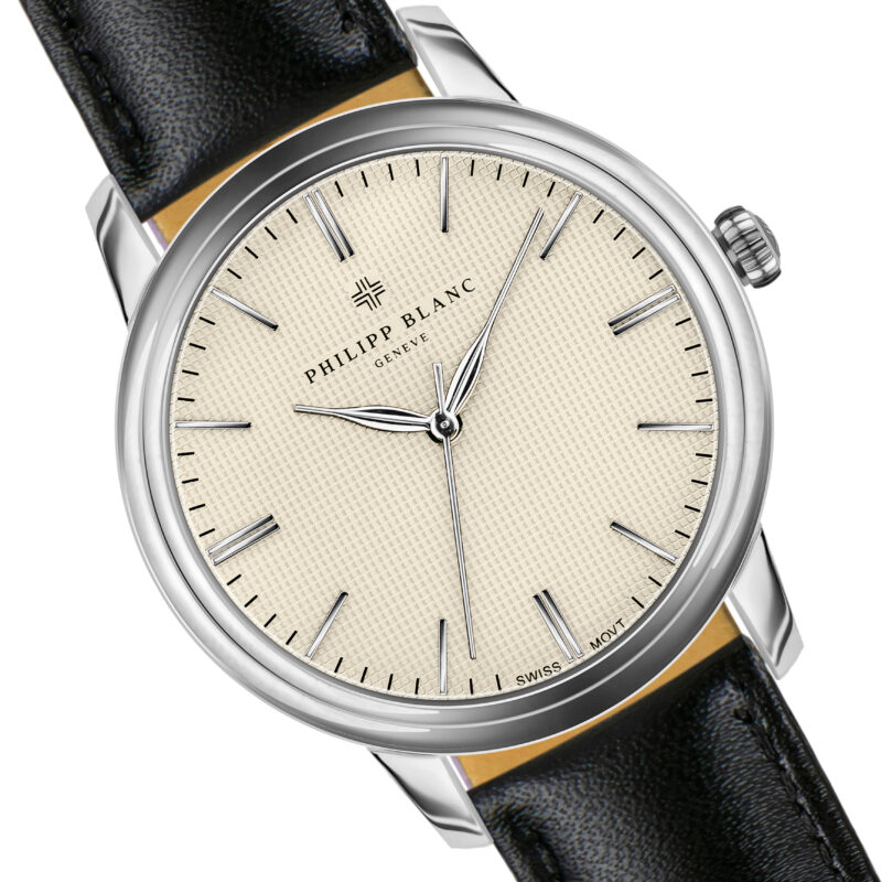 Zurich white dial black leather - Image 23