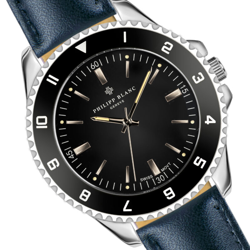 Avenches black dial blue leather - Image 5