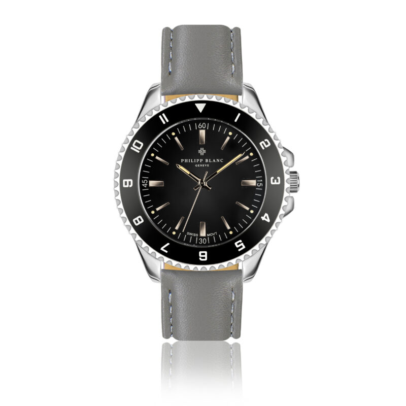 Avenches black dial grey leather - Image 13
