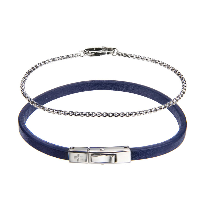 Gift set Dark blue/Silver Genuine leather/Stainless steel - Image 11
