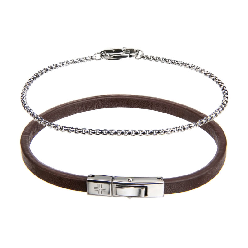 Gift set Dark brown/Silver Genuine leather/Stainless steel - Image 11