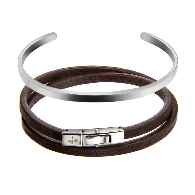 Gift set Dark brown/Silver Genuine leather/Stainless steel - Image 11