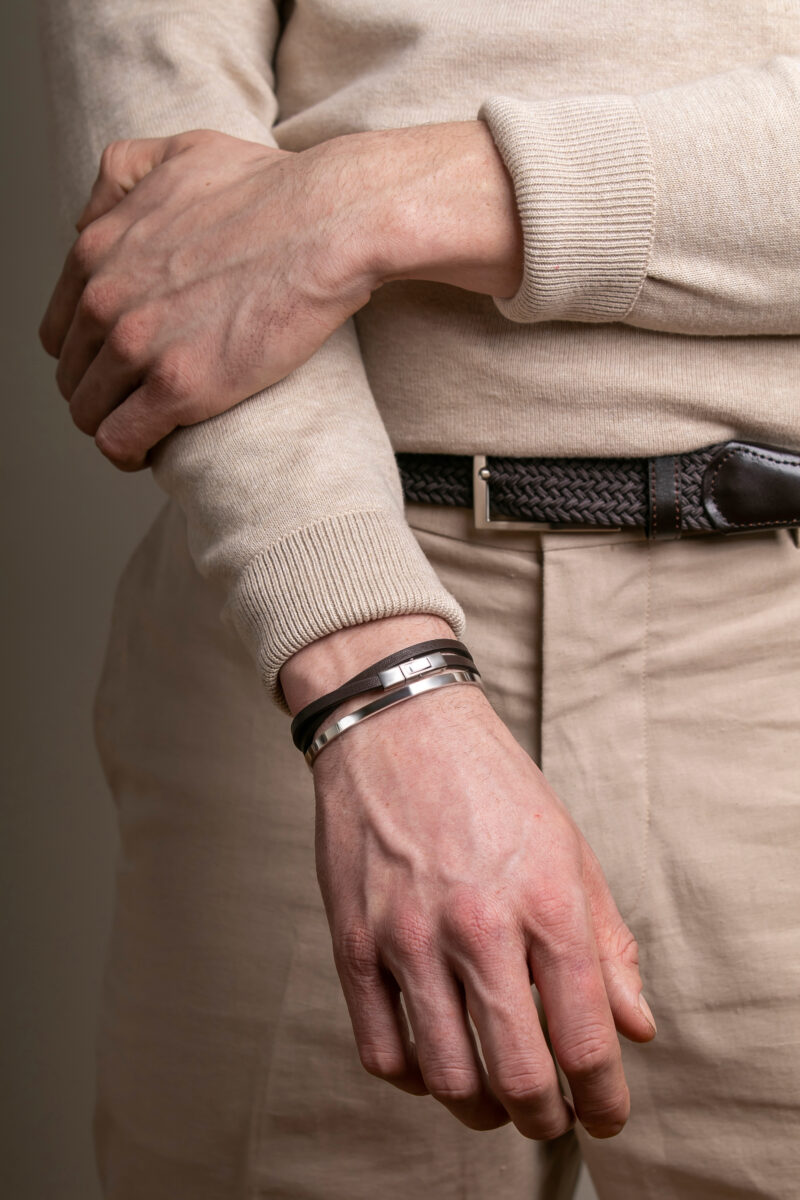 Gift set Dark brown/Silver Genuine leather/Stainless steel - Image 12